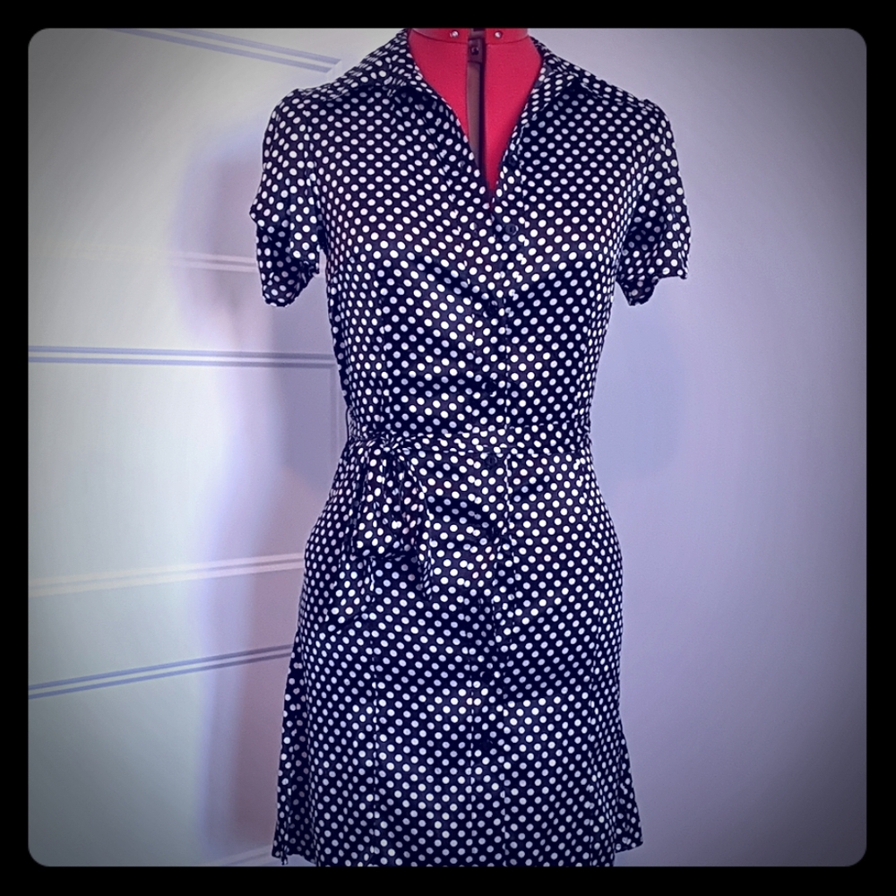 Satin polkadot shirt dress